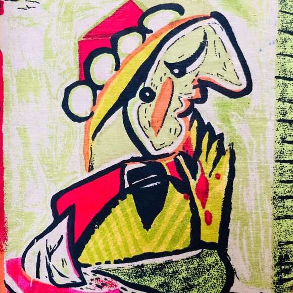 Picasso Cubism Modern Art VTG 80s Linen Jacket Kaktus Wearable Art Shacket Sz M - Picture 8 of 13